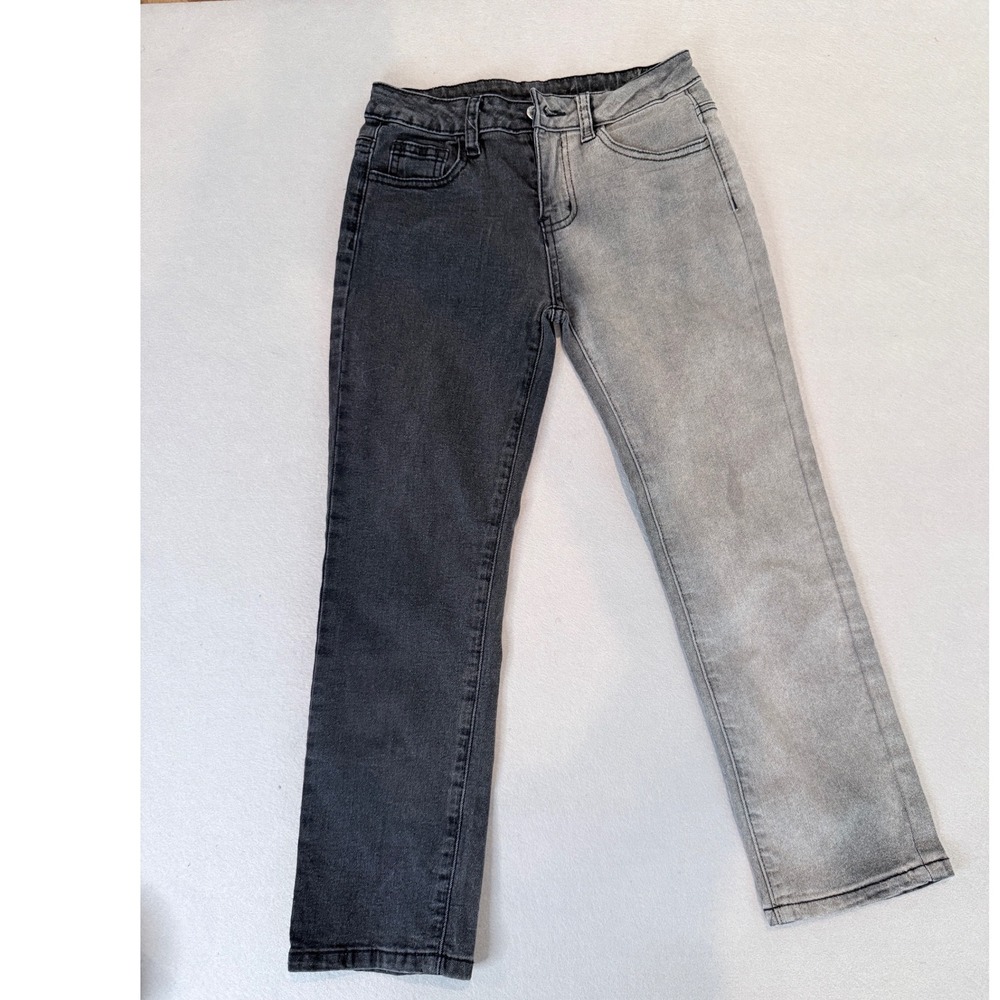 SHEIN Kids Two Tone Split Color Grey Straight Leg Jeans‎ Size 9Y